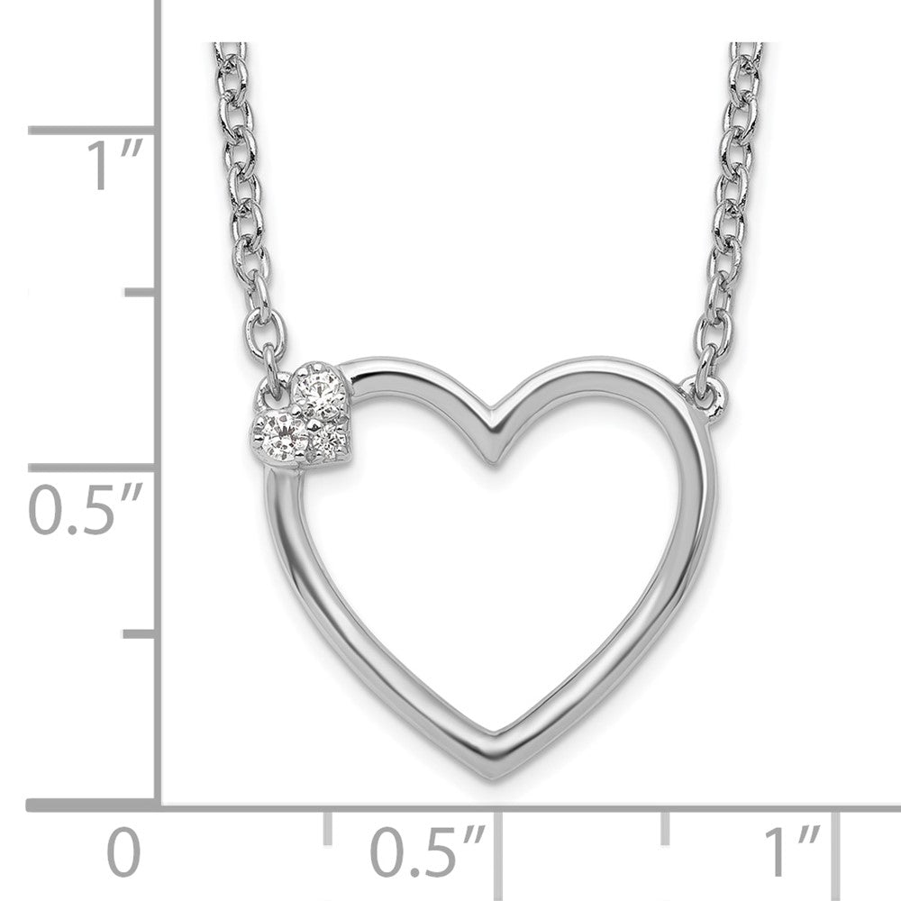 White Ice Sterling Silver Rhodium-plated 18 Inch Diamond Open Heart Necklace 18 Inches