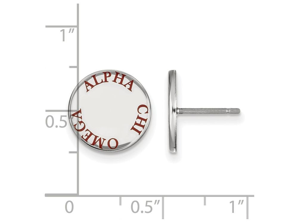 Sterling Silver Official Licensed Greek Sororities Alpha Chi Omega (???) Enameled Post Earrings