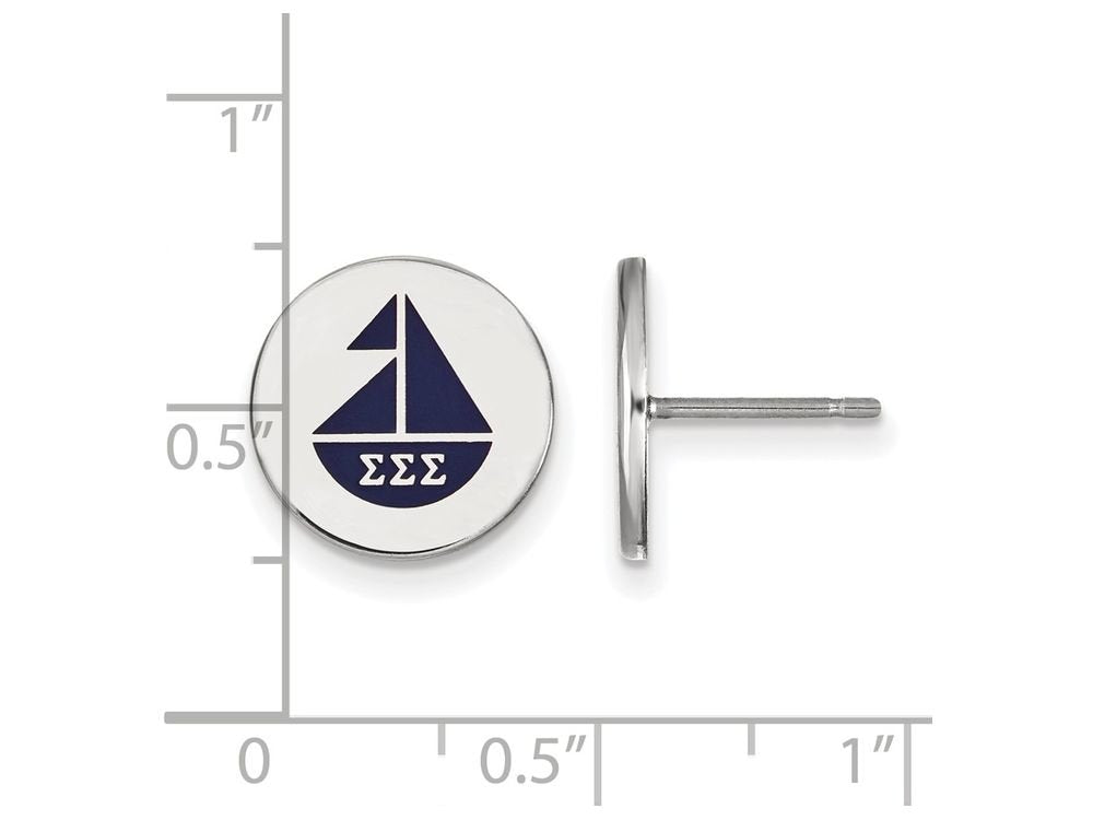 Sterling Silver Official Licensed Greek Sororities Sigma Sigma Sigma (???) Enameled Post Earrings