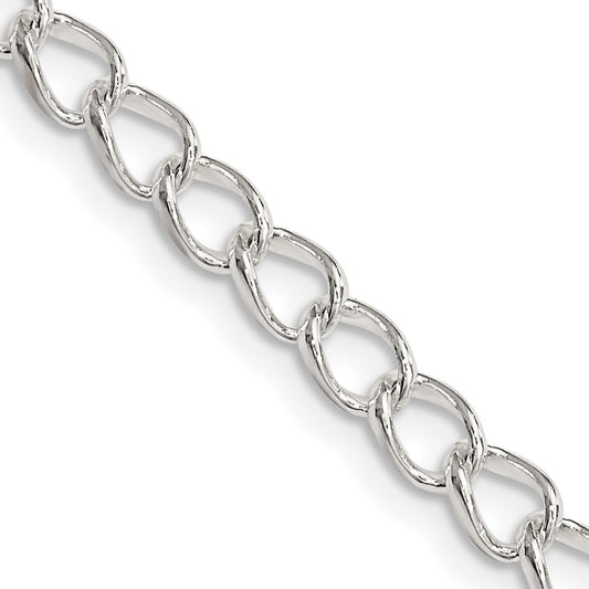 Sterling Silver 4.5mm Half round Wire Open Curb Chain 18 Inches