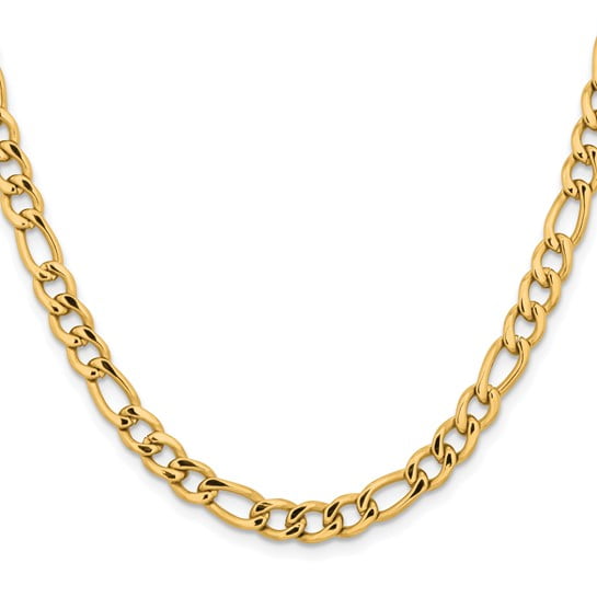 Stainless Steel Polished Yellow IP-plated 5.3mm 18in Figaro Chain