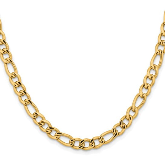 Stainless Steel Polished Yellow IP-plated 5.3mm 18in Figaro Chain