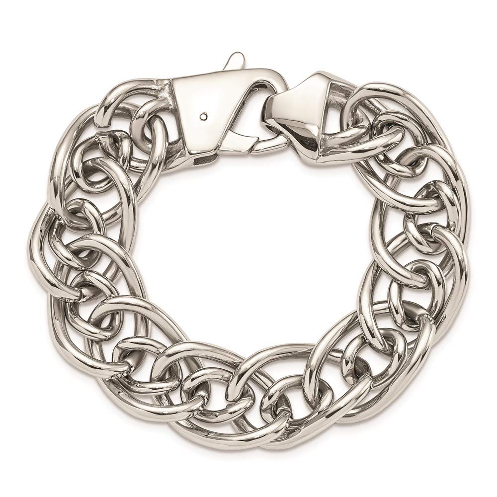 Stainless Steel Polished Large and Small Oval Link 8.25in Bracelet 8.25 inches