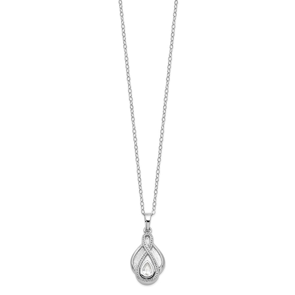 Sentimental Expressions Sterling Silver Rhodium-plated CZ Tear Of Strength Ash Holder 18 Inch Necklace 18 Inches
