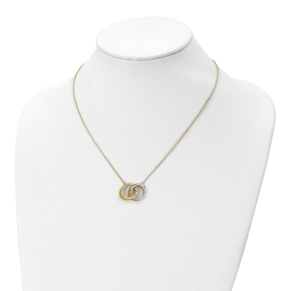 10K Rhodium-plated Polished D/C Necklace