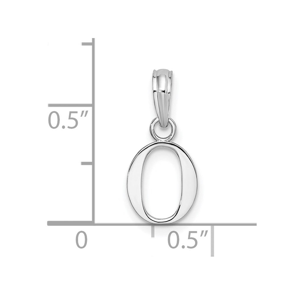 Sterling Silver Rhodium-plated Polished Block Initial -O- Pendant