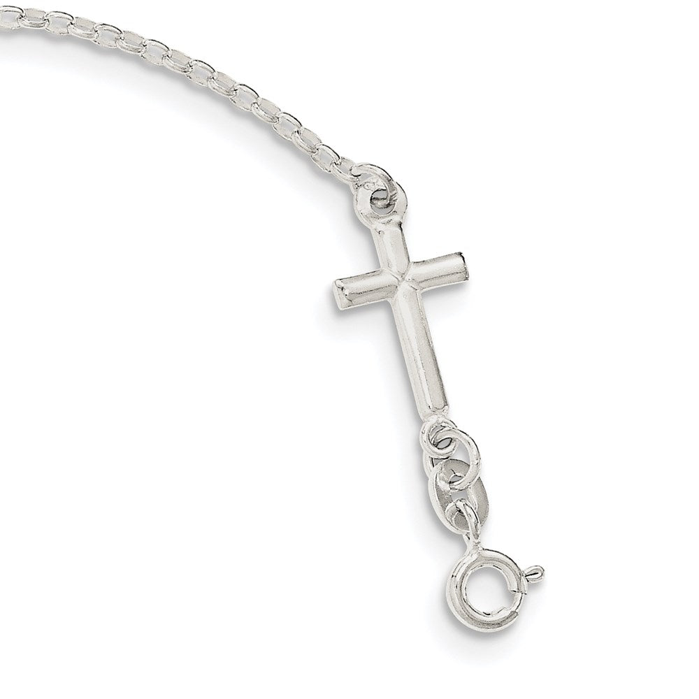 Sterling Silver Polished Enamel FAITH and Cross Bracelet 7.5 inches