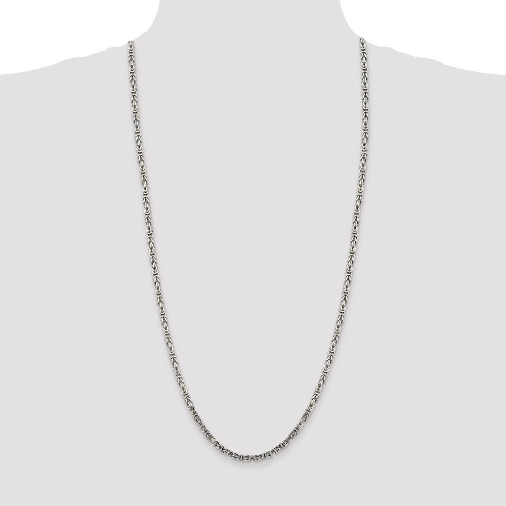 Sterling Silver 3.25mm Byzantine Chain 30 Inches