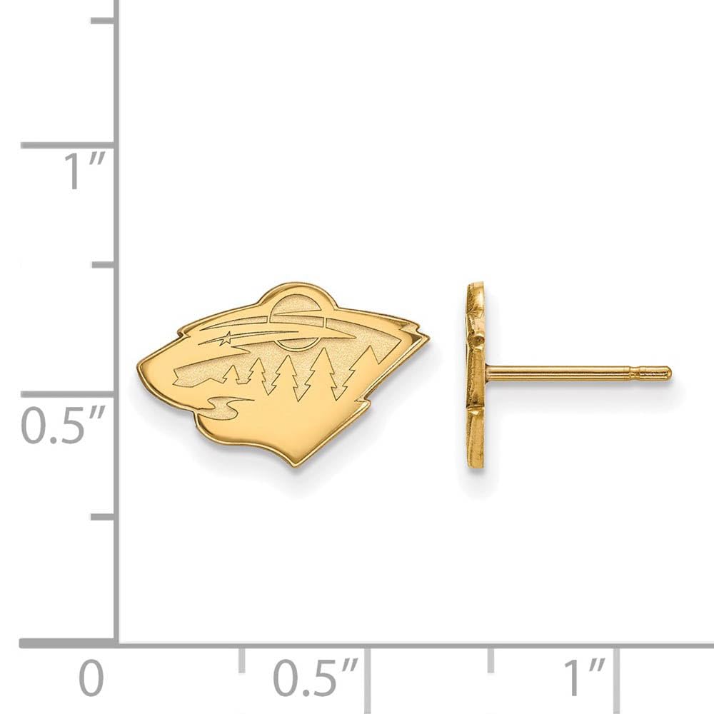 LogoArt Sterling Silver with Gold-plated NHL Minnesota Wild Extra Small Post Earrings