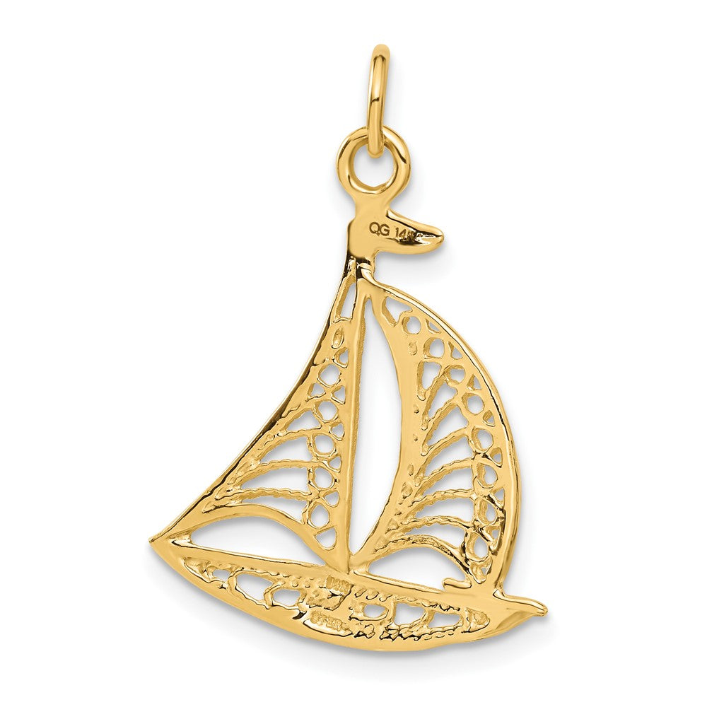14k Sailboat Charm Yellow Gold