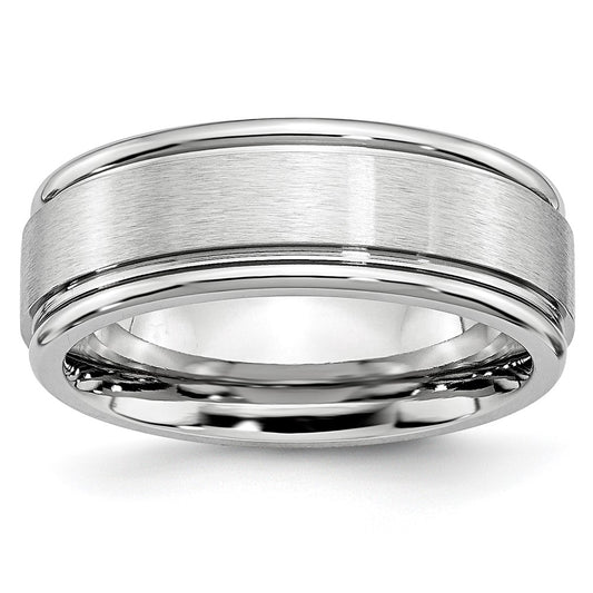 Cobalt Satin and Polished Ridged Edge 8mm Band Size - 8.5