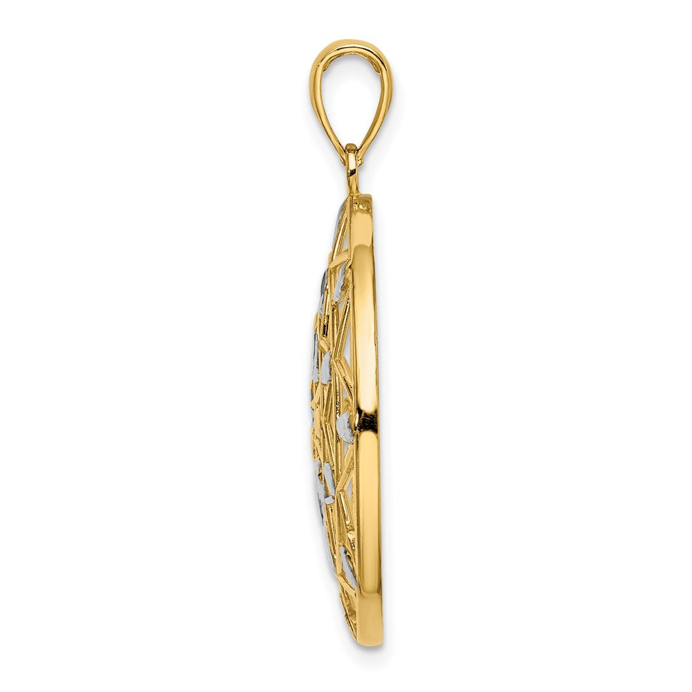 14K w/White Rhodium Cut-Out Diamond-cut Charm