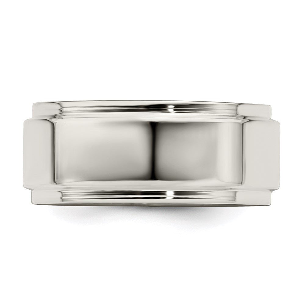 Sterling Silver 8mm Flat with Step Edge Size 8.5 Band