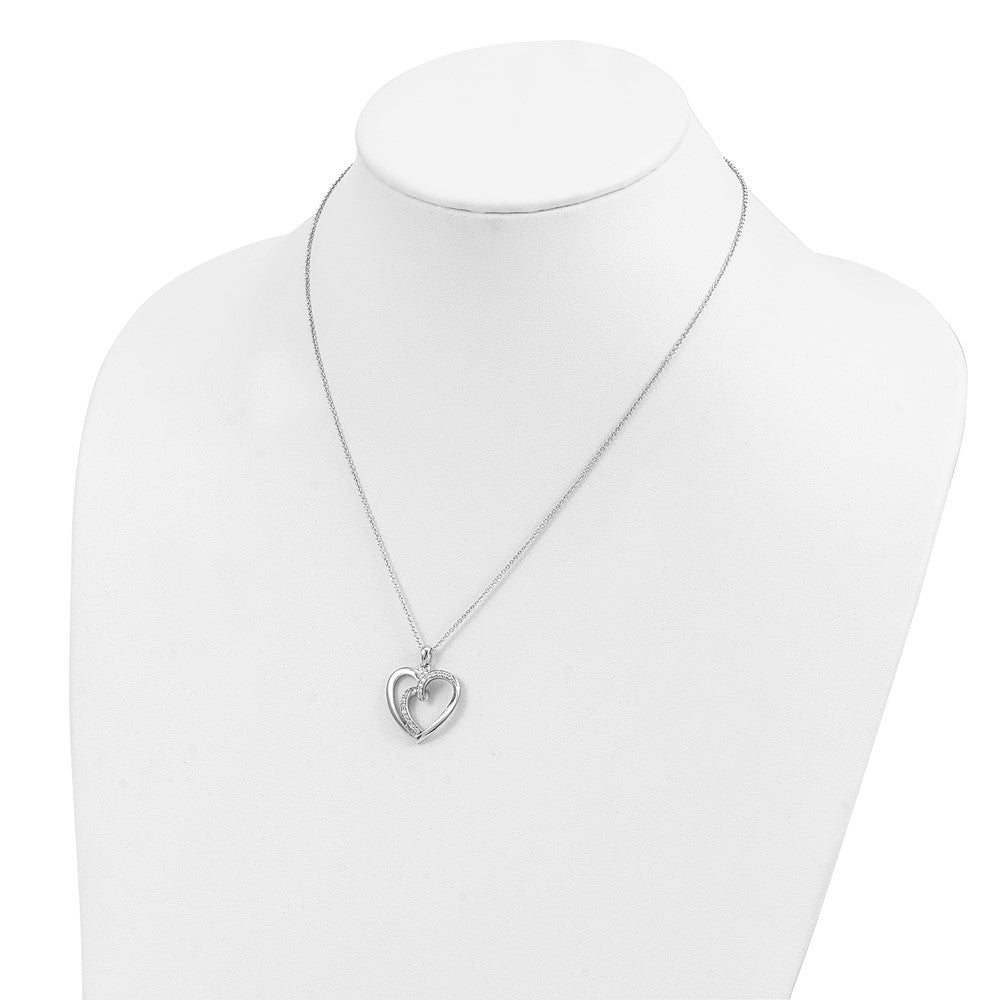 Sentimental Expressions Sterling Silver Rhodium-plated CZ Two Souls Lived As One 18in Heart Necklace 18 Inches