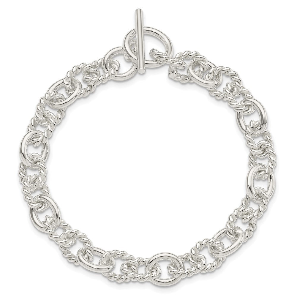 Sterling Silver 7.75inch Polished Fancy Link Toggle Bracelet 7.75 inches