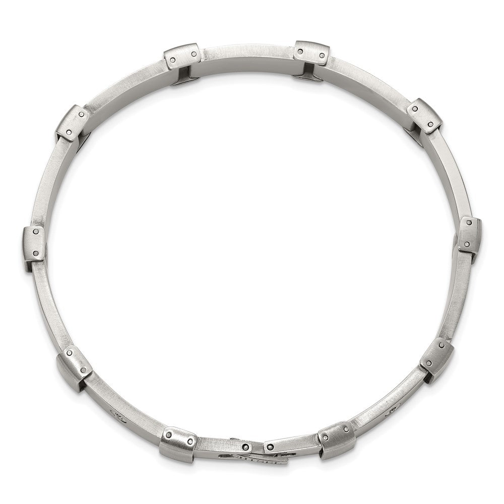 Chisel Stainless Steel Brushed and Polished with 14K White Gold Accent and .03ct Diamond 8.25 inch Bracelet 8.25 inches