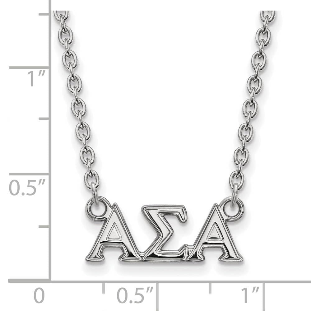Sterling Silver 18in Official Licensed Greek Sororities Alpha Sigma Alpha (???) Medium Pendant w/ Necklace
