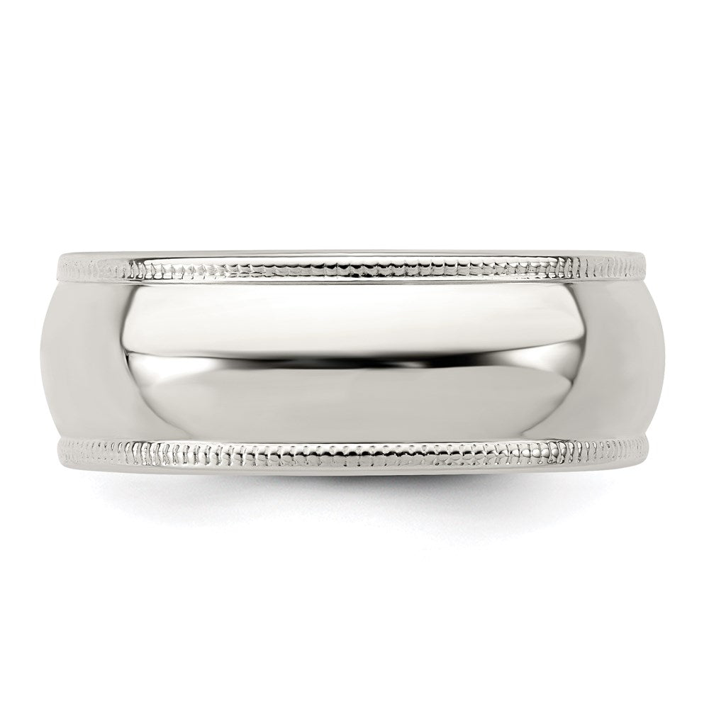 Sterling Silver 7mm Half Round Milgrain Size 10 Band