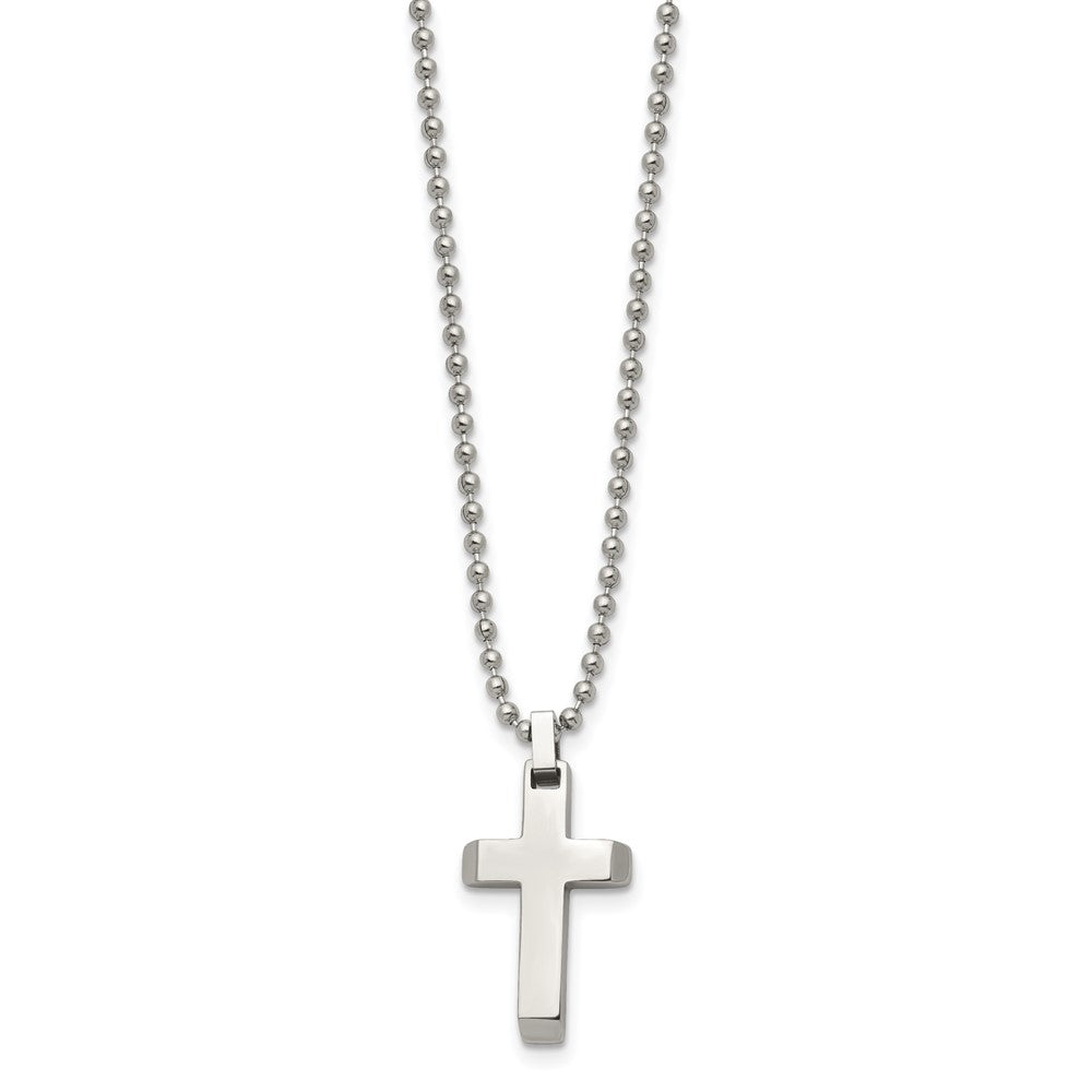 Stainless Steel Polished Cross 20in Necklace