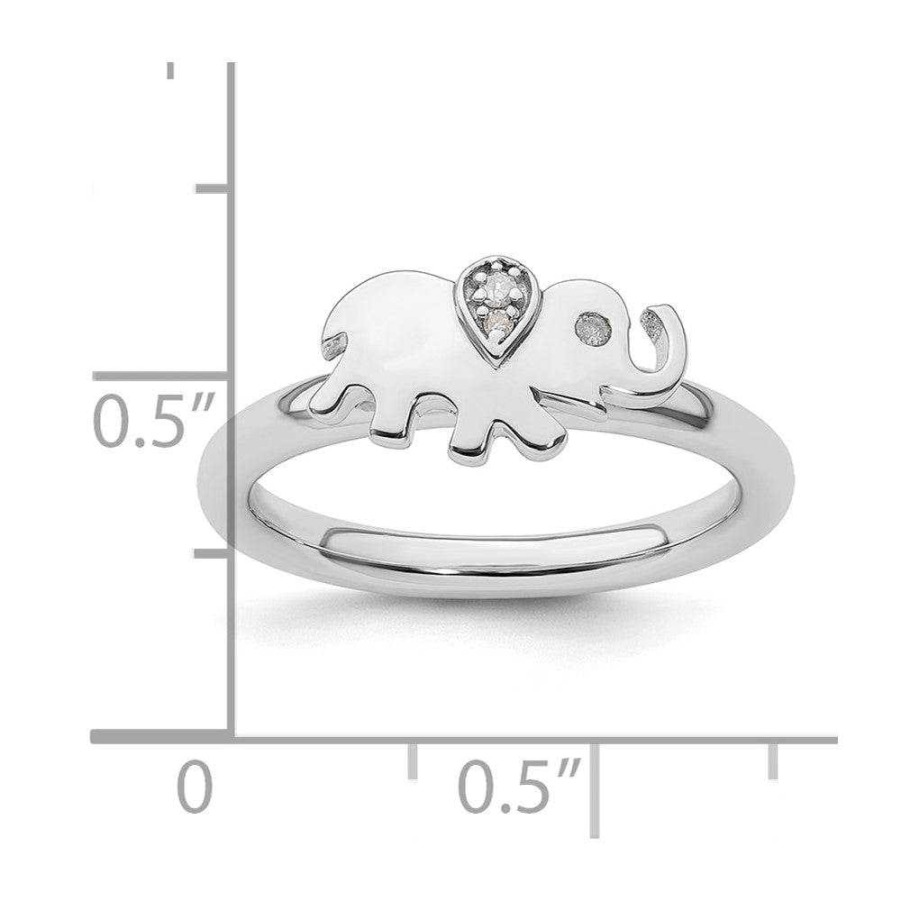 Sterling Silver Stackable Expressions Elephant Diamond Ring Size -6
