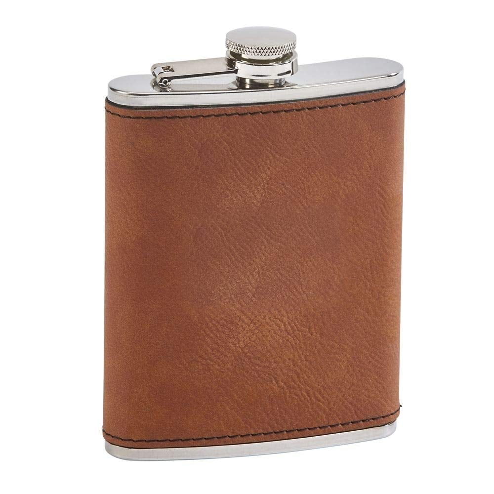 8 oz. Leatherette Flask in Caramel
