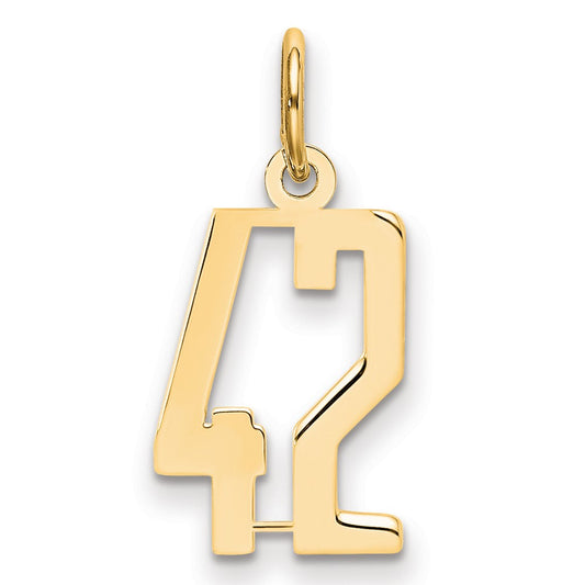 14k Small Elongated Number 42 Charm