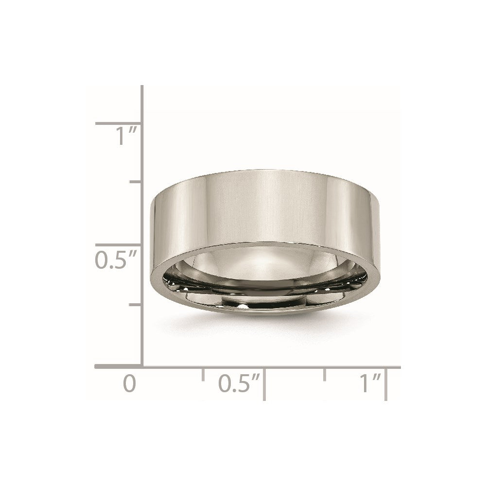 Titanium Polished 8mm Flat Band Size - 8.5