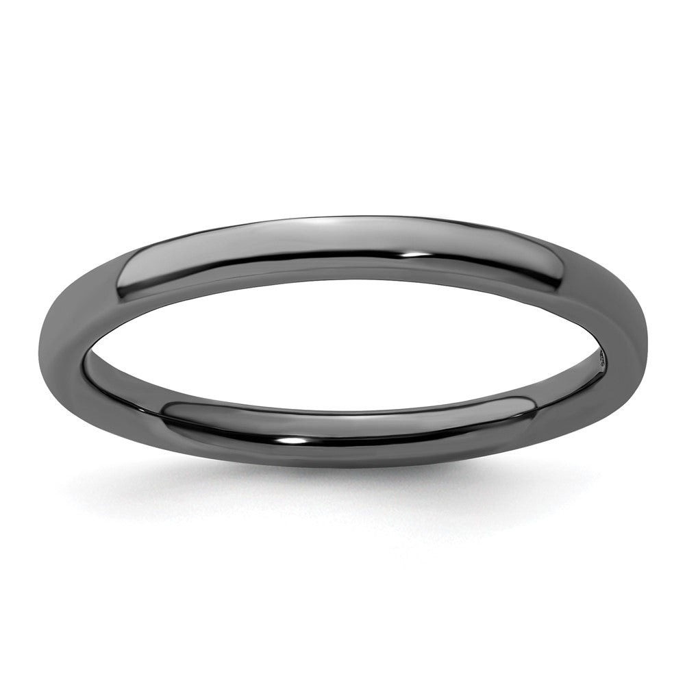 Sterling Silver Stackable Expressions Black-plated Polished Ring Size -10