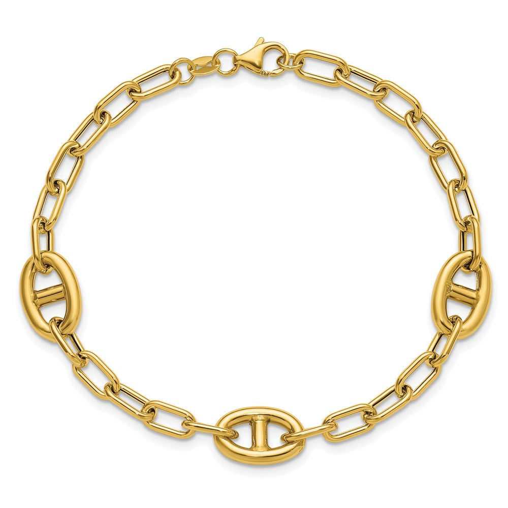 14K Polished Fancy Anchor Link Bracelet 7.5  inches