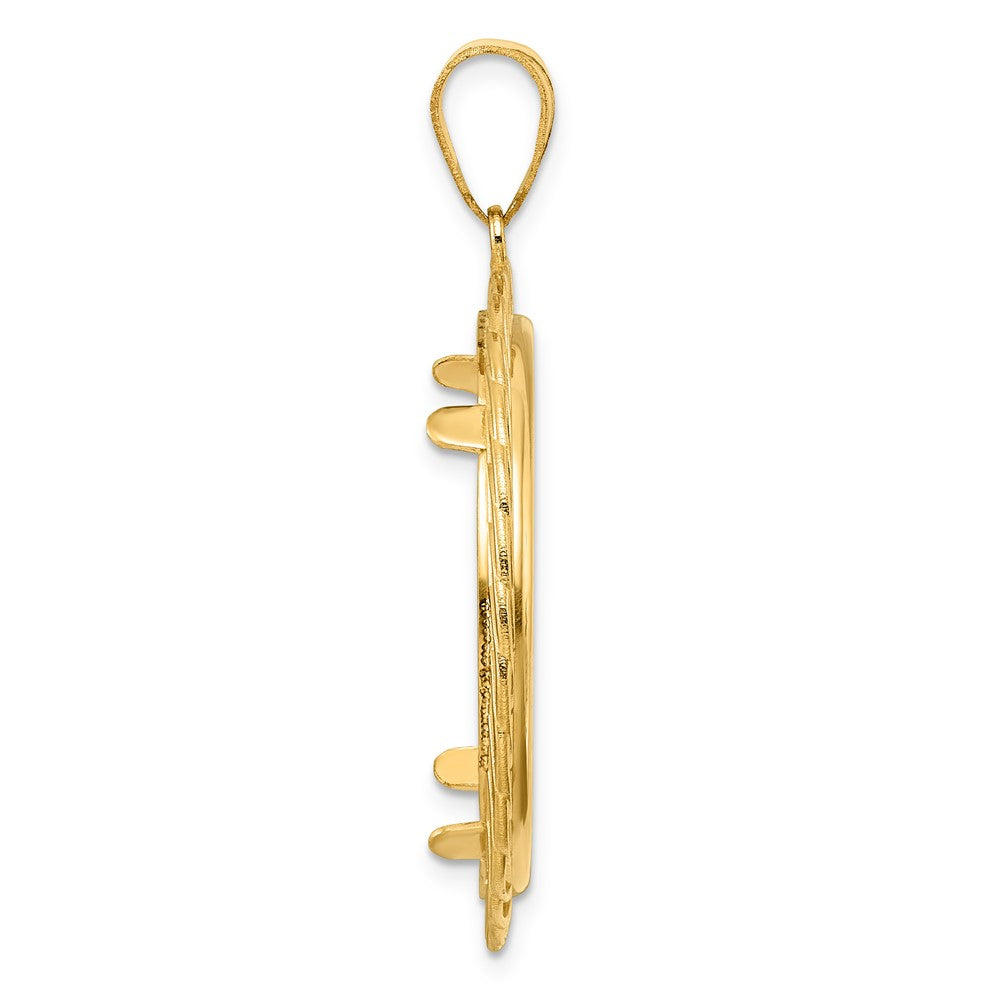 14k Polished Quad Loop with 27.0mm Prong Coin Bezel Pendant