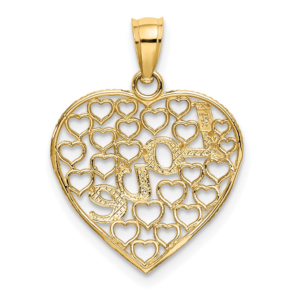 14k LOVE w/Rhodium Heart Charm