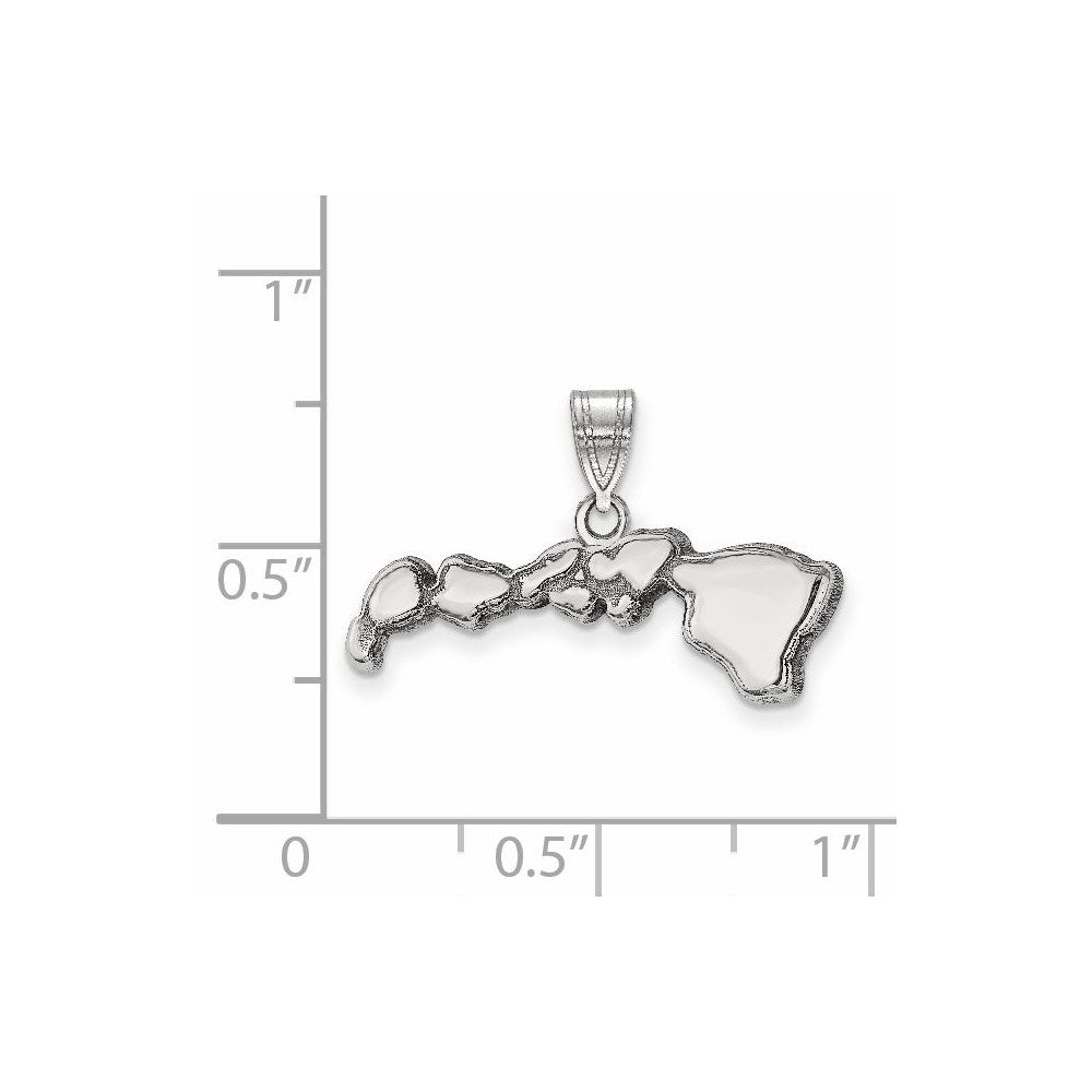 Sterling Silver/Rhodium-plated Hawaii State Pendant