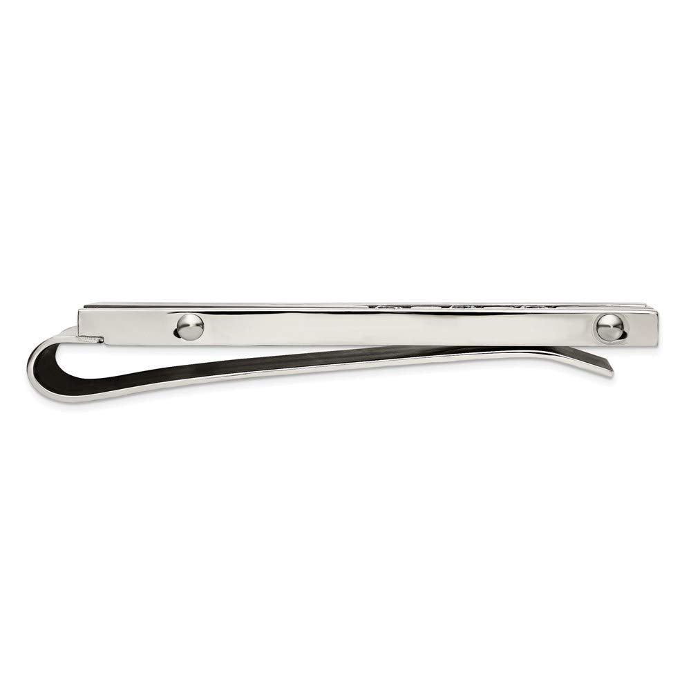 Stainless Steel CZ Cubic Zirconia Simulated Diamond Black Ip Plated Polished Money Clip Measures 60x20mm Wide - Money Cl
