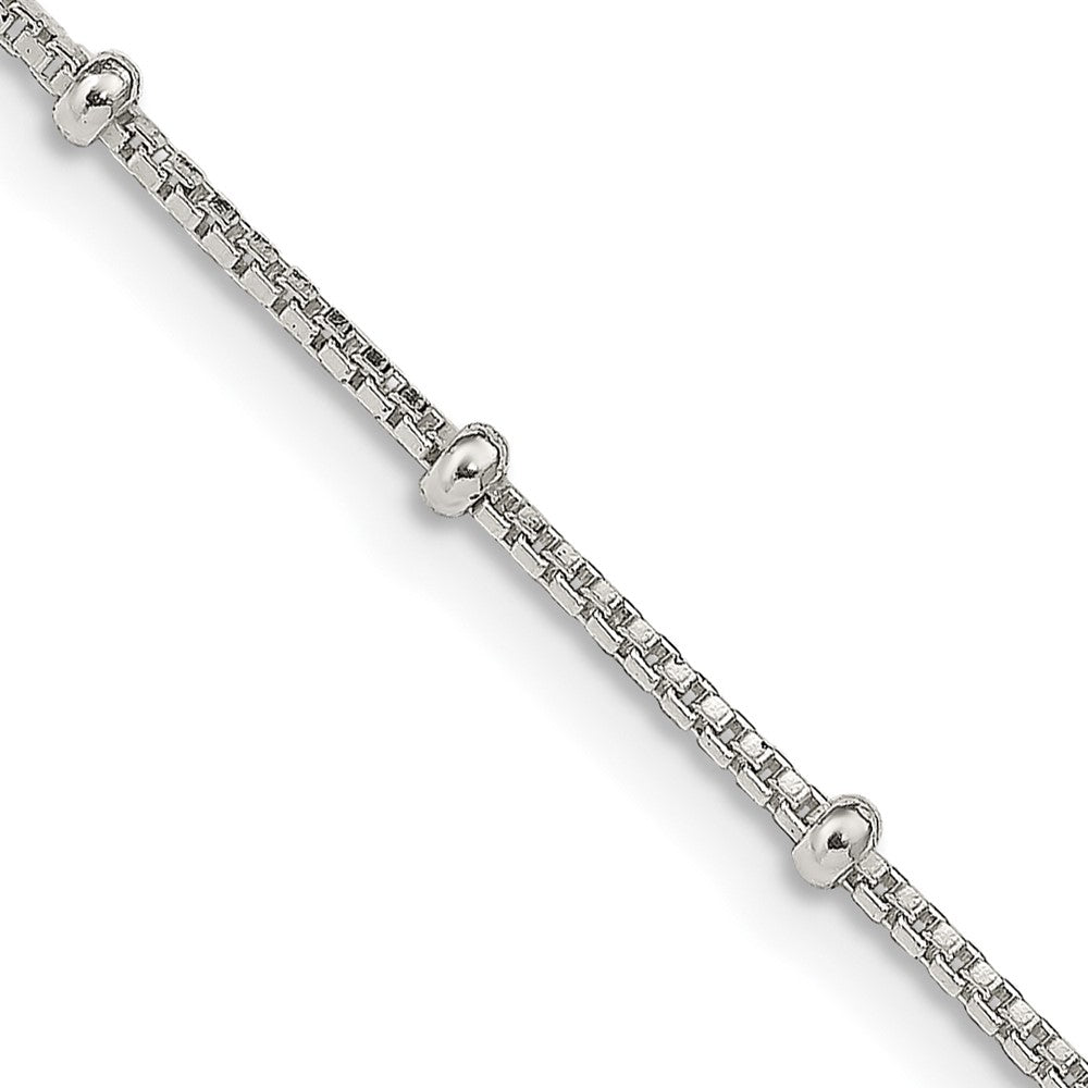 Sterling Silver 1.25mm Fancy Beaded Box Chain 18 Inches