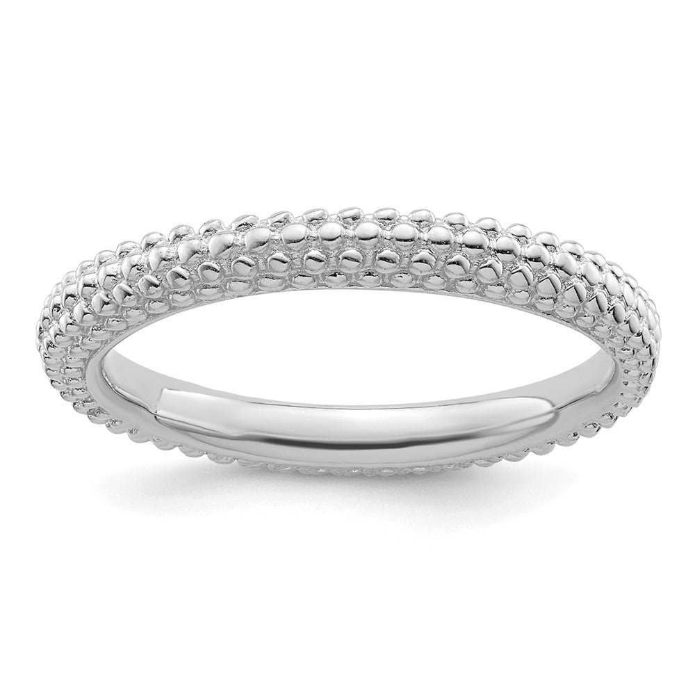 Sterling Silver Stackable Expressions Rhodium-plated Domed Ring Size -9