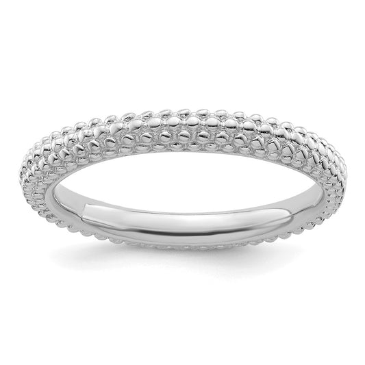 Sterling Silver Stackable Expressions Rhodium-plated Domed Ring Size -9