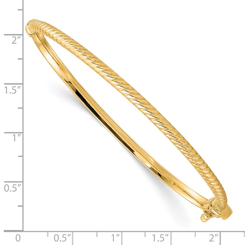 10K Polished Textured Bangle 7  inches