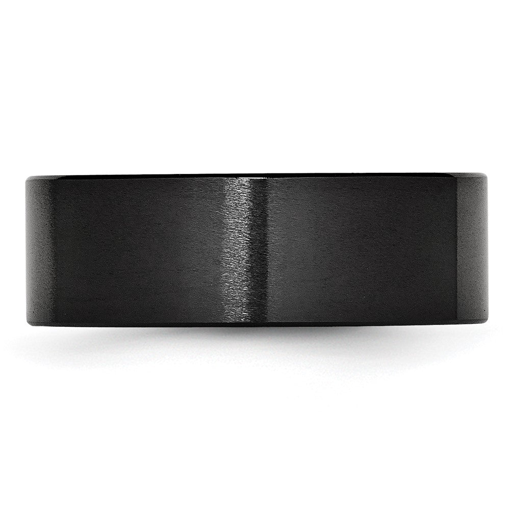 Black Ceramic Flat 8mm Brushed Band Size - 11.5