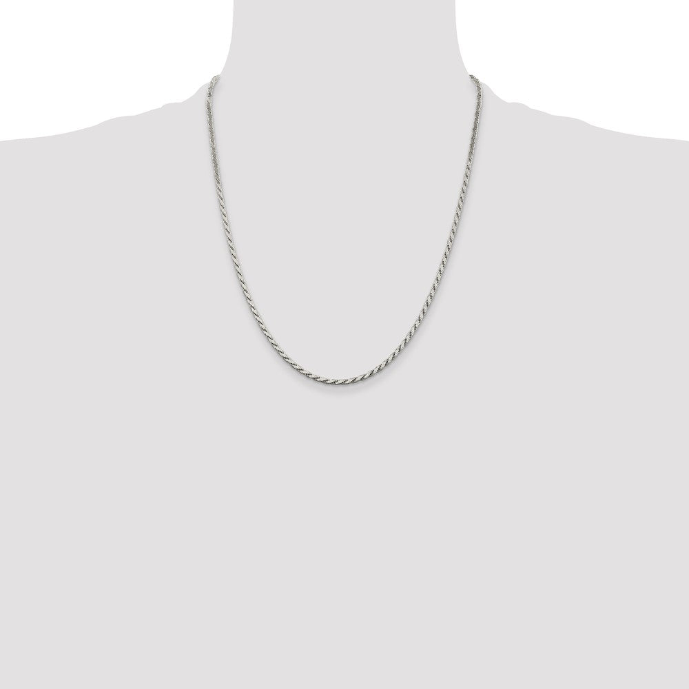 Sterling Silver 2.5mm Flat Rope Chain 22 Inches