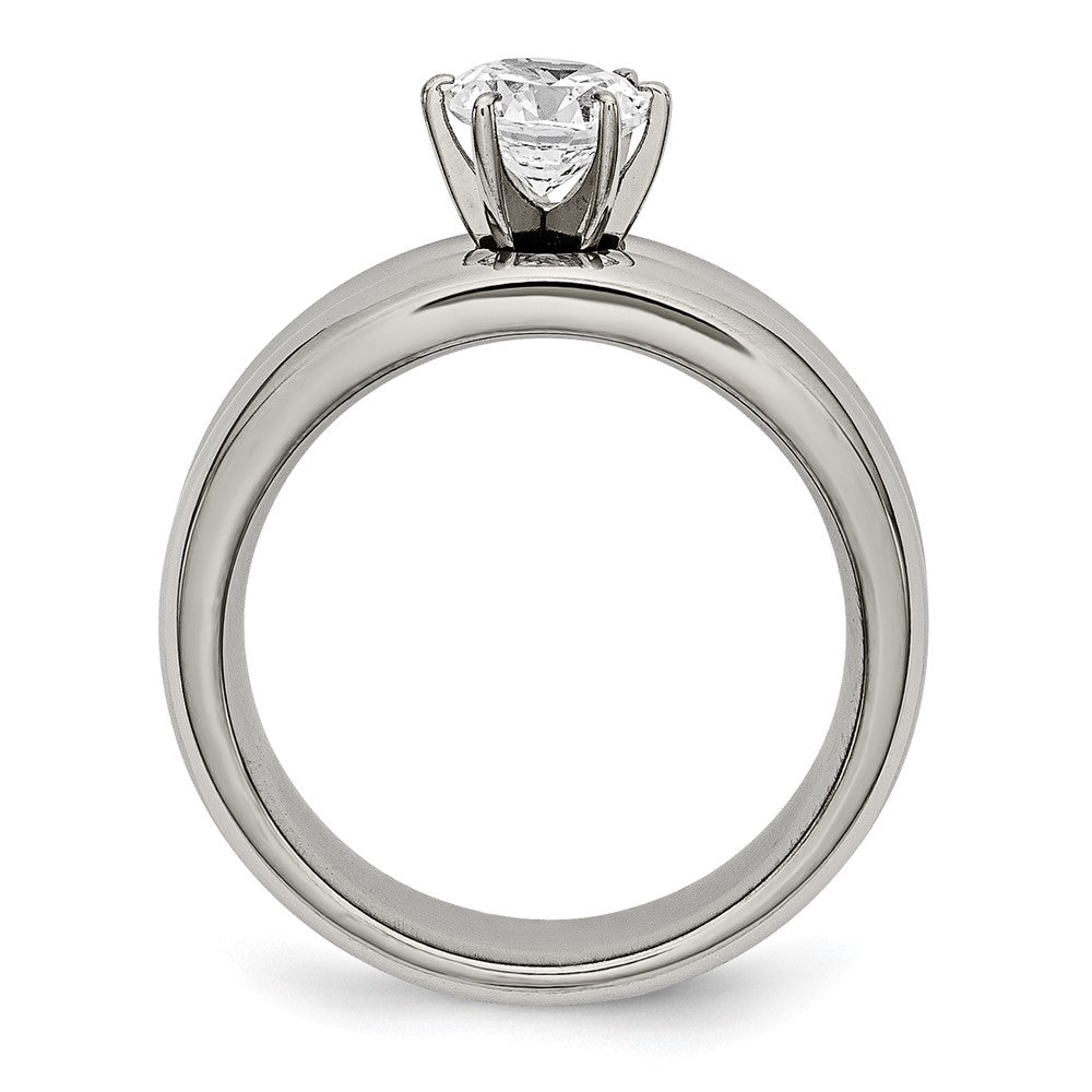 Titanium Polished with CZ Ring Size - 6