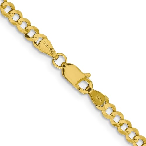 14K 26 inch 3.7mm Lightweight Flat Cuban with Lobster Clasp Chain