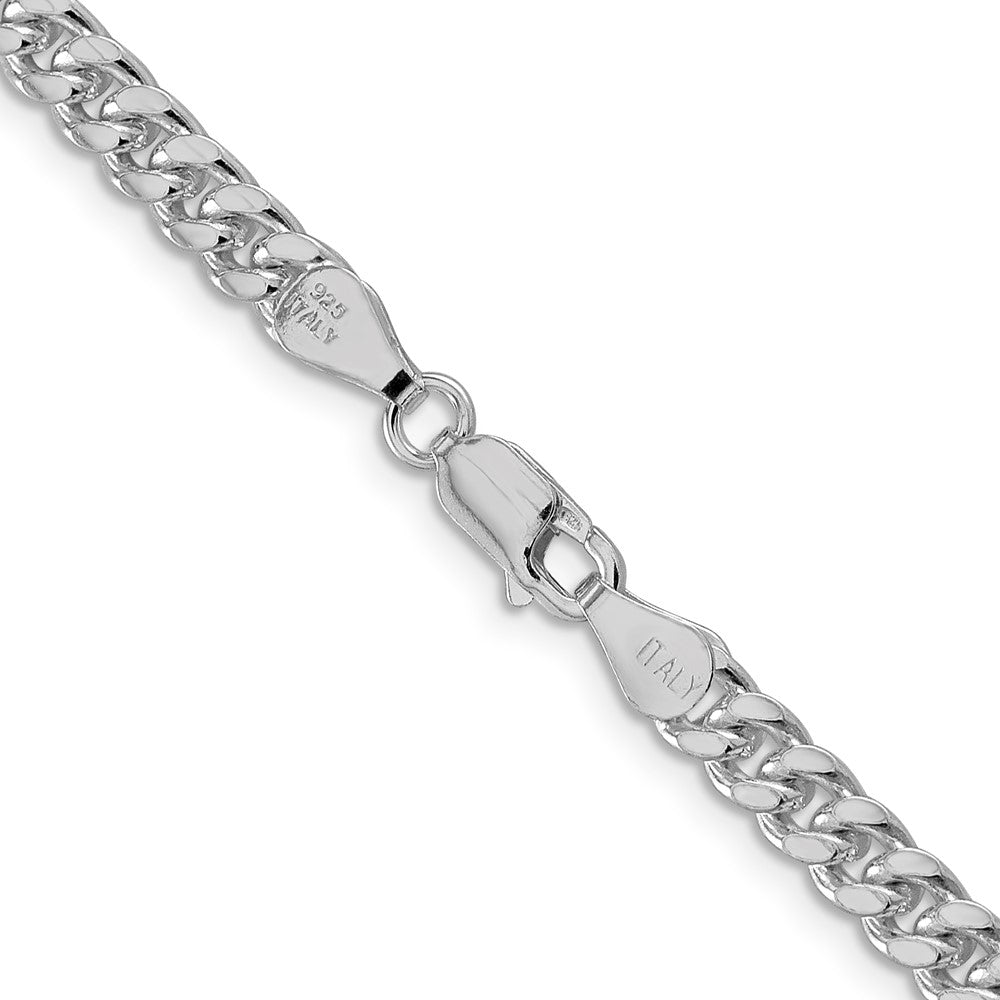 Sterling Silver Rhodium-plated 5mm Domed w/ Side D/C Curb Chain 26 Inches