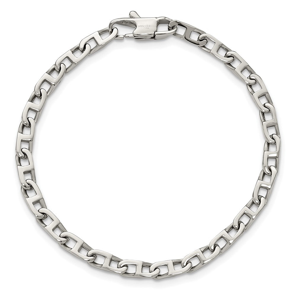 Stainless Steel Polished Oval Link 7.75in Bracelet 7.25 inches