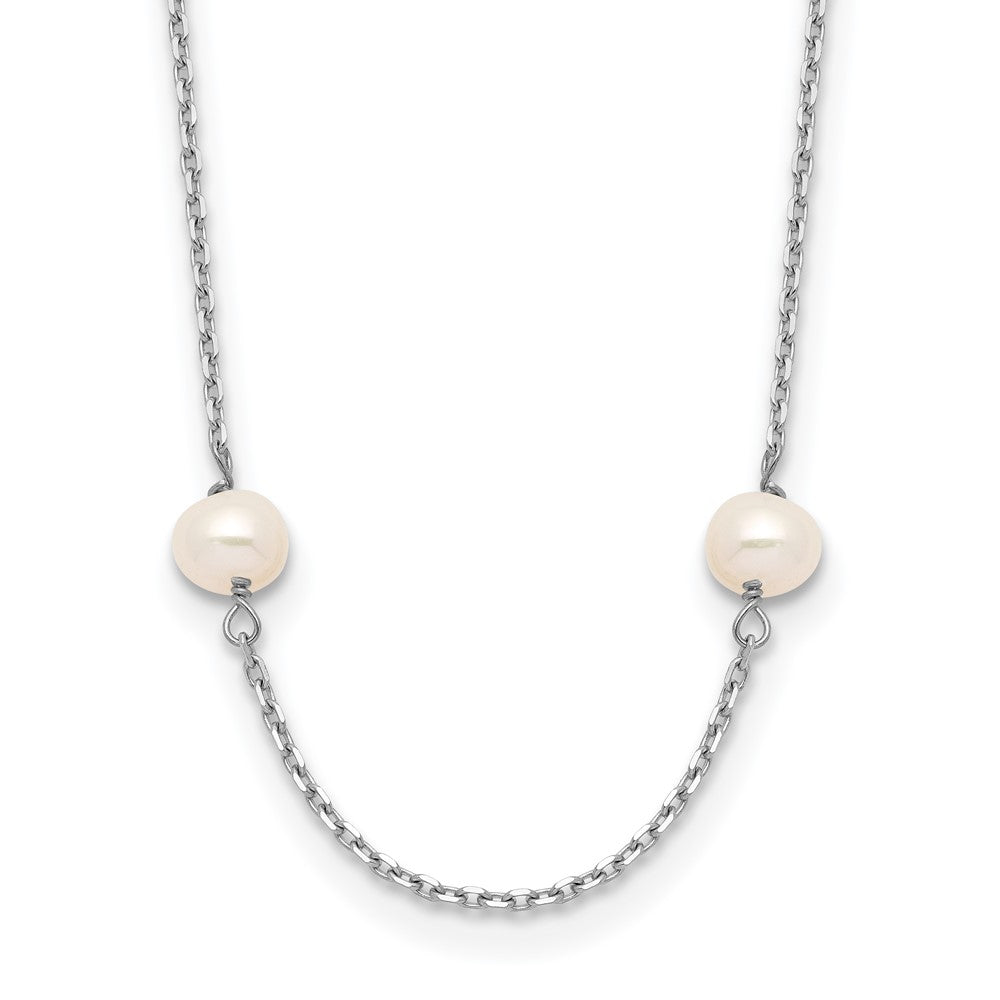 14k White Gold 4-5mm White Near-Round Freshwater Cultured Pearl 8-Station 16 inch Necklace