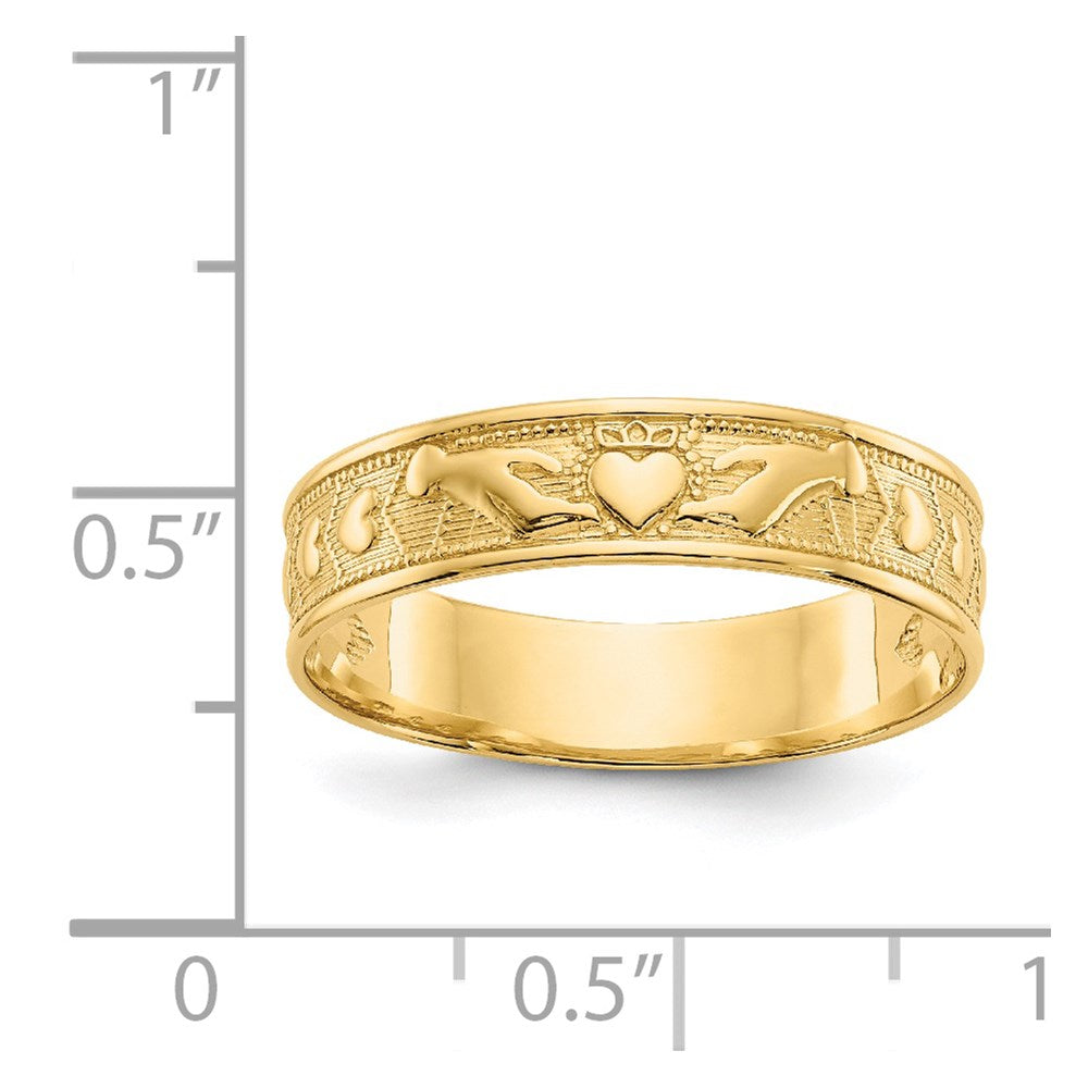 14k Polished Claddagh Band Size 8.5
