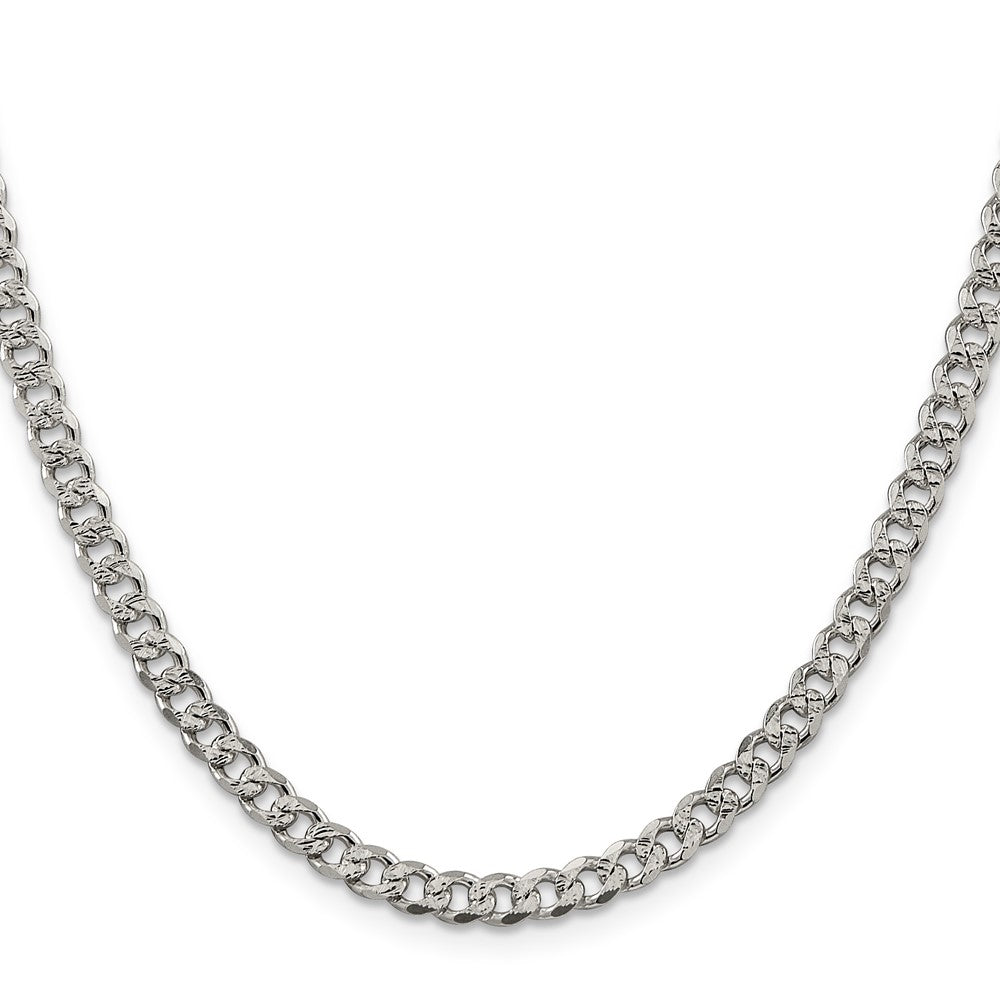 Sterling Silver 4.5mm Pave Curb Chain 26 Inches