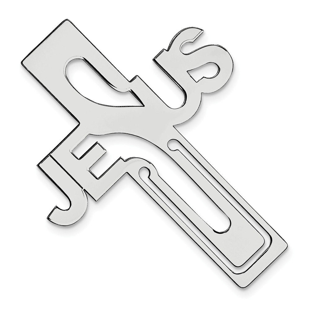 Sterling Silver Rhodium-plated Jesus Cross Bookmark QQ589