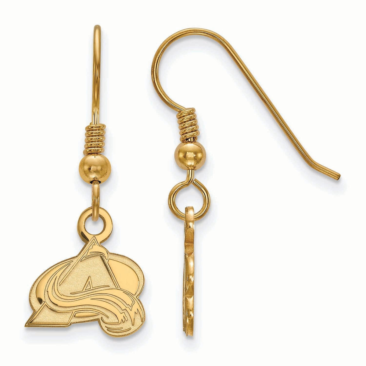 Sterling Silver Gold Plated NHL LogoArt Colorado Avalanche Dangle Earrings