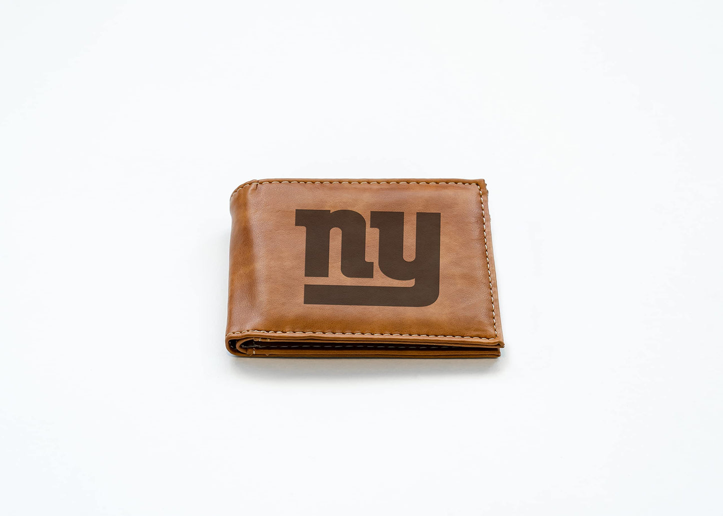 Rico Industries Football New York  Brown Laser Engraved Bill-fold Wallet - Slim Design - Great Gift