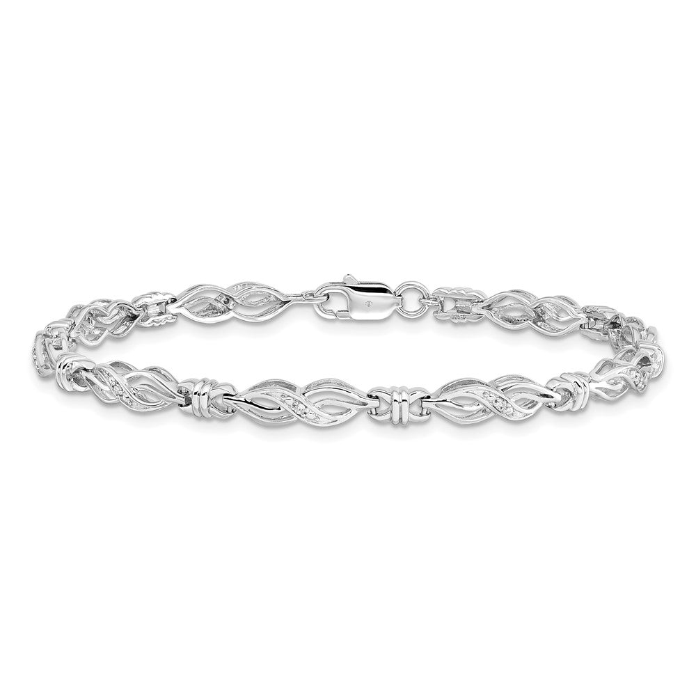 Sterling Silver Rhodium-plated Diam. Bracelet 7 inches